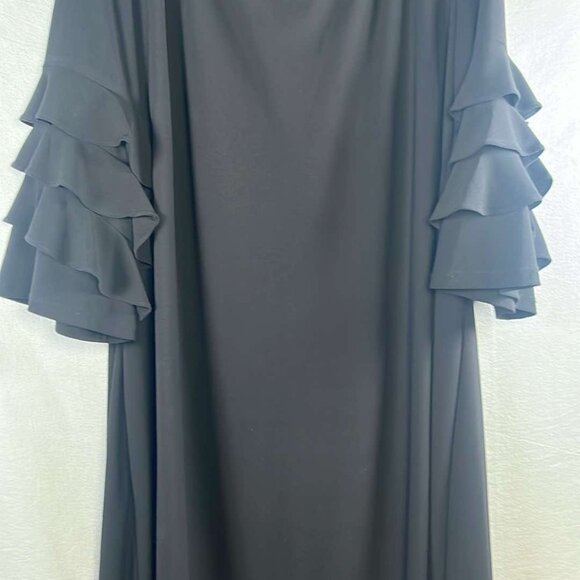 Gabby Skye Plus Size 20W Lil Black Dress Tiered Ruffle Sleeve Party Wedding Form - Picture 1 of 9